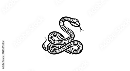 A coiled snake with its tongue out.