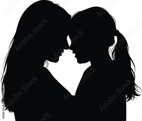 Mother daughter bonding silhouette vector illustration intimate moment love.