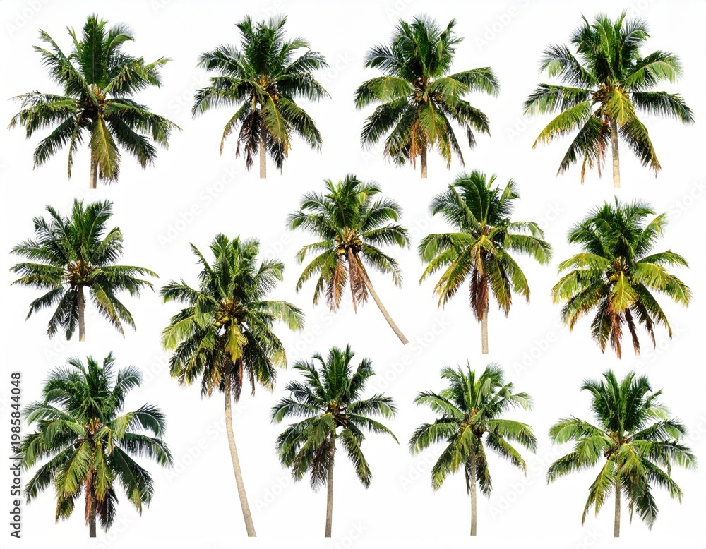 Fototapeta premium Set of Coconut palm tree isolated on white 