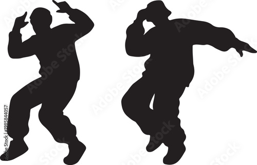 dancer silhouettes dynamic poses movement rhythm performance icon vector illustration