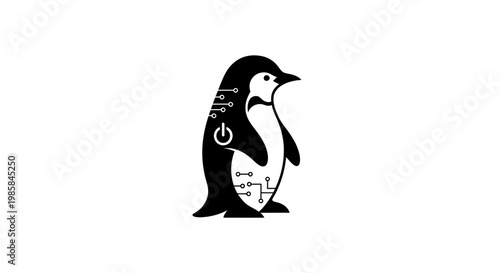 A stylized illustration of a penguin.