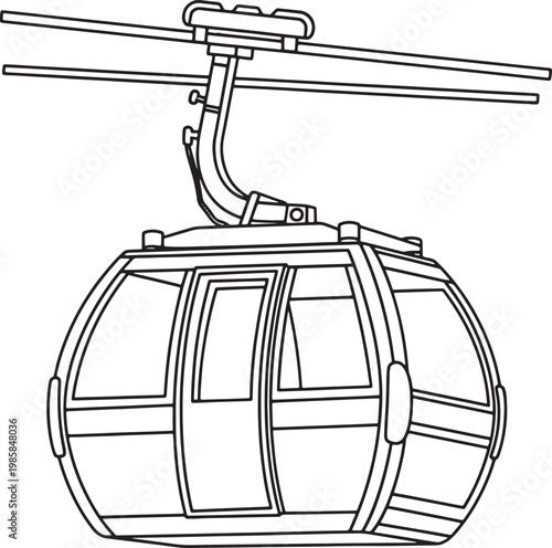 Cable car cabin with doors and windows on transparent background  urban transport