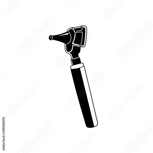 Otoscope medical instrument for ear examination in black profile  