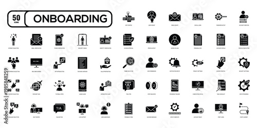 Onboarding Process Icon Set – User Registration, Setup Flow, Verification UI UX Line Icons Pack
