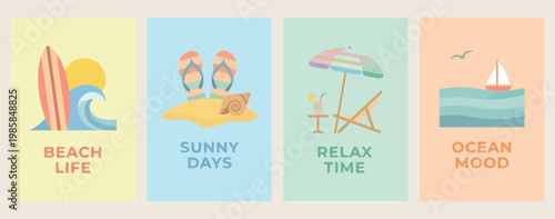 Sunny days beach art, relax time vacation illustration, minimalist coastal scenery poster, creative summer holiday vector, aesthetic tropical island design, beach chair ocean graphics, sunny vacation 
