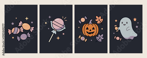 Halloween lollipop candy art, spooky pumpkin lantern illustration, festive holiday snack vector, minimalist trick or treat poster, creative pumpkin carving design, aesthetic autumn celebration graphic