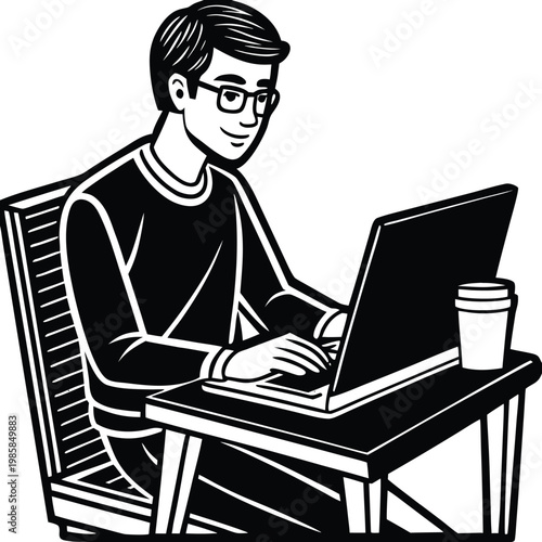 Freelancing and Remote Work with Laptop in Modern Home Workspace