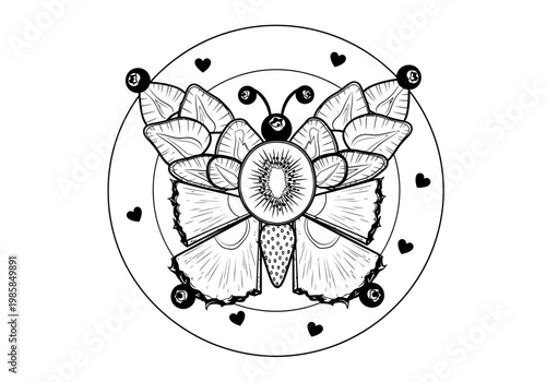 Butterfly Fruit Mandala Heart Art