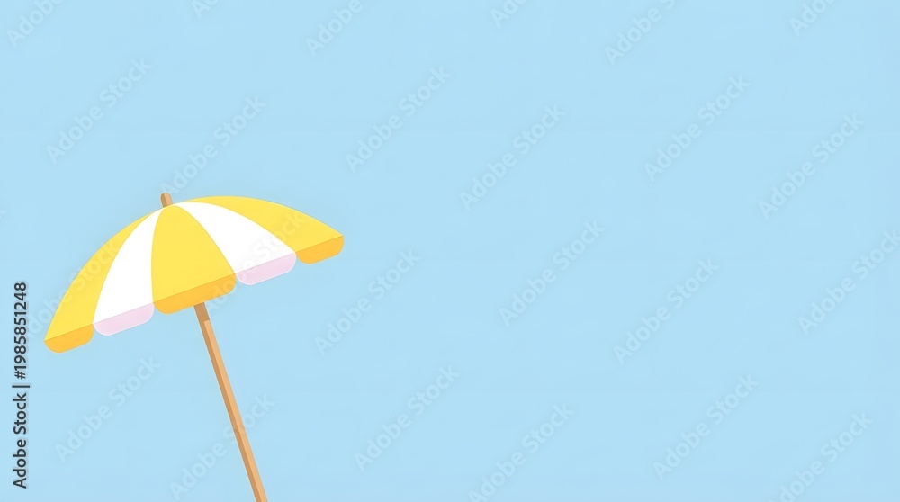 Obraz premium Flat color beach umbrella illustration with off-center composition and negative space