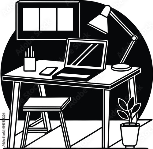 Freelancing and Remote Work with Laptop in Modern Home Workspace