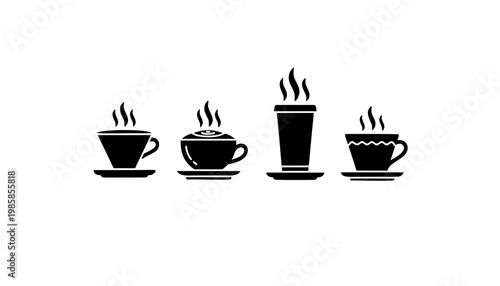 assorted hot beverages icon collection