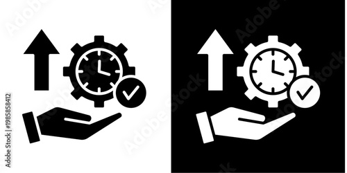 Operational Efficiency Icon Set White Glyph Style Collection 