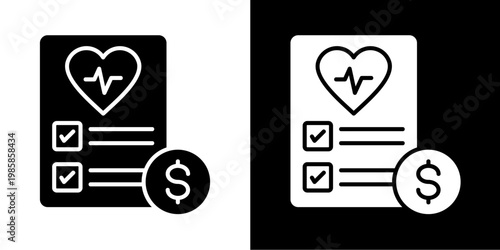 Business Health Check Icon Set White Glyph Style Collection 