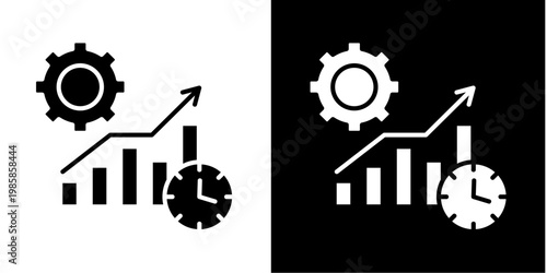 Productivity Analysis Icon Set White Glyph Style Collection 