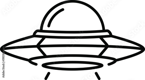 Classic flying saucer ufo icon outline vector illustration for space concept