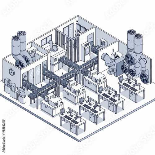 Cleanroom laboratory with advanced scientific equipment and ventilation systems.