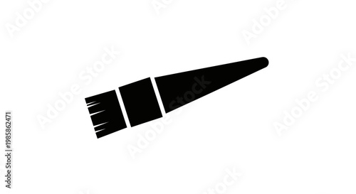 Black paint brush with bristles.