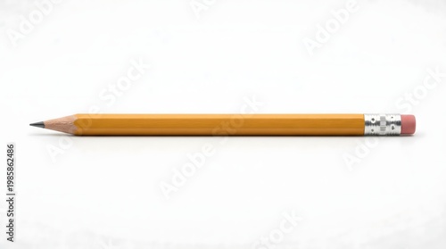 A single pencil on white. A close up shot of a sharpened pencil