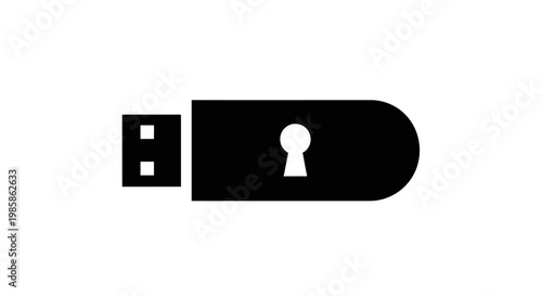 Black Secure USB Flash Drive Device.