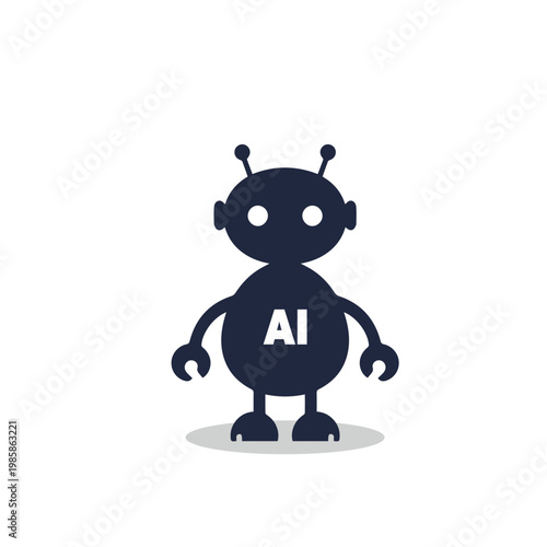 Cute AI Robot Character Silhouette Modern Artificial Intelligence Bot Mascot Tech Branding