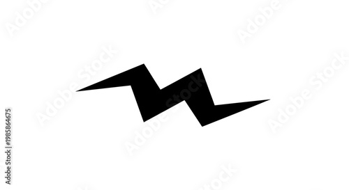 Black zigzag lightning bolt symbol icon.