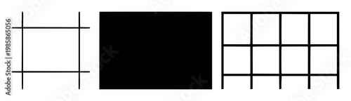 User experience wireframe grid symbol set with a solid black icon featuring web design, website layout, development with interface and prototype