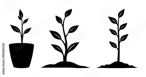 Financial growth plant sprout set with monoline icon design featuring financial, growth, plant with economic and prosperity