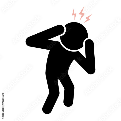 Person Experiencing Severe Headache and Migraine Pain Silhouette Icon
