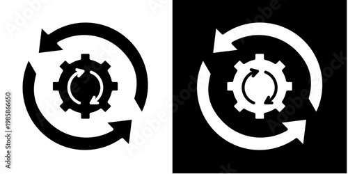 Lean Process  Icon Set White Glyph Style Collection 

