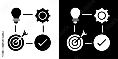 Pdca Cycle  Icon Set White Glyph Style Collection 
