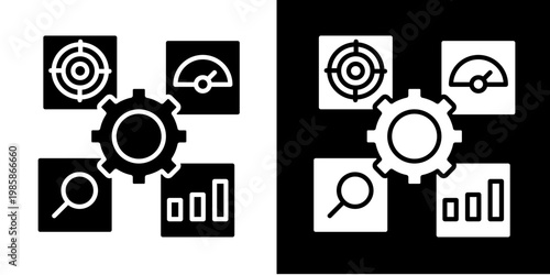 Dmaic Model  Icon Set White Glyph Style Collection 
