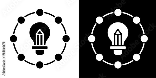 Design Thinking  Icon Set White Glyph Style Collection 
