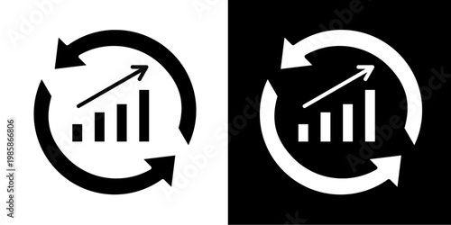 Continuous Improvement  Icon Set White Glyph Style Collection 
