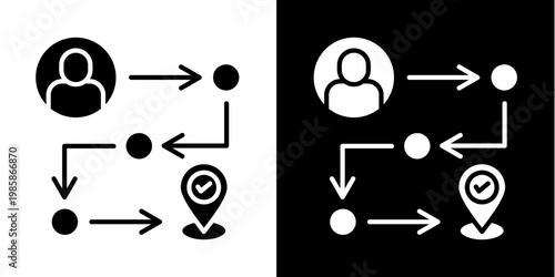 Customer Journey Map  Icon Set White Glyph Style Collection 
