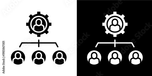 Organizational Structure  Icon Set White Glyph Style Collection 
