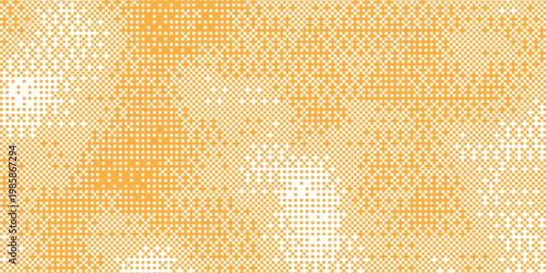 Illustration warm orange pixelated background radiates modern energy with artistic pixel dispersion and soft gradient glow, illustration art