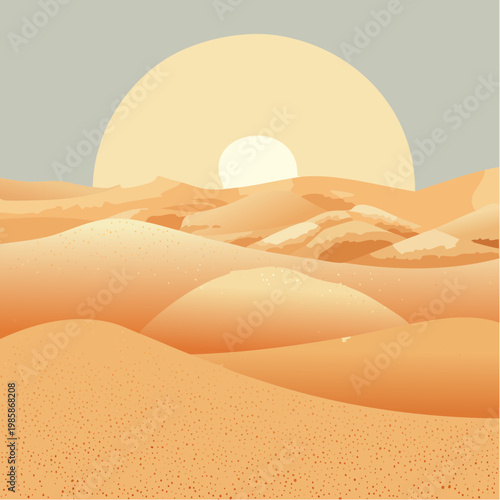 Weite goldene Sanddünen erstrecken sich in sanften, geschwungenen Formen durch die Wüste.