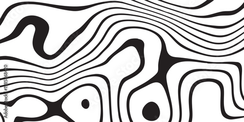 Dynamic black and white wavy lines swirl in hypnotic patterns with energetic motion and deep spiral illusion, dynamic background