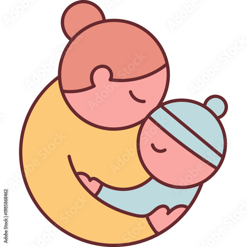 Mother Holding Baby Minimalist Illustration