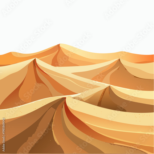 Weite goldene Sanddünen erstrecken sich in sanften, geschwungenen Formen durch die Wüste.