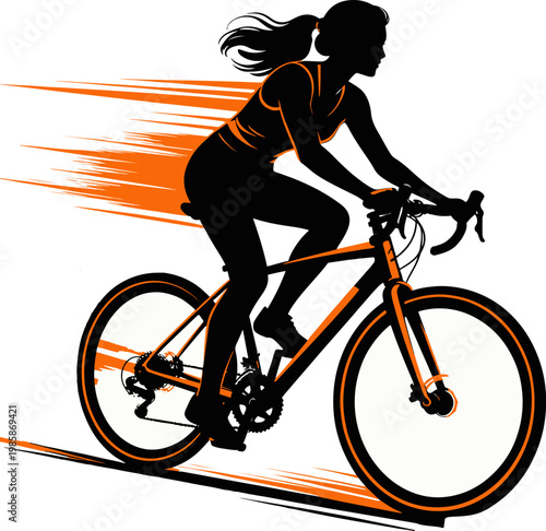 Beautiful Woman Cycling Silhouette World Bicycle Day