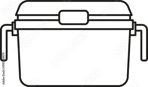 Portable cooler box outline icon vector for picnic and outdoor camping