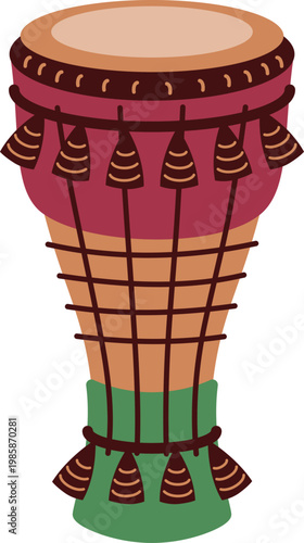 Decorative african drum icon for music festival and culture vector