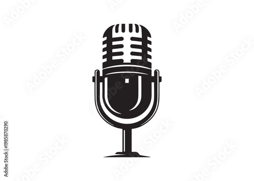 Retro Mic icon, Retro Mic Silhouette vector