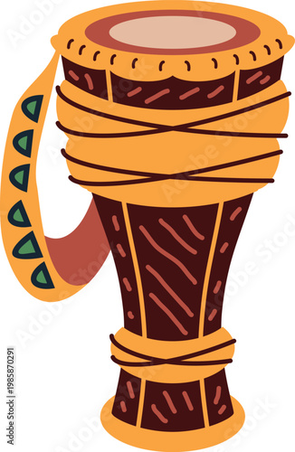 Colorful tribal djembe drum icon for artistic music projects vector