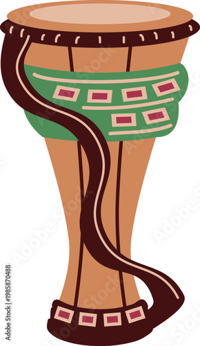 Hand drawn percussion instrument djembe for tribal music celebration vector
