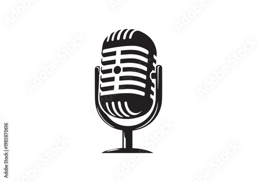Retro Mic icon, Retro Mic Silhouette vector