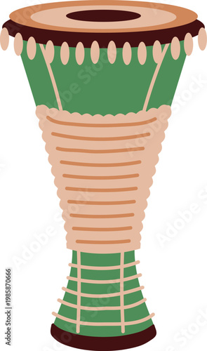 Musical djembe drum illustration for world music and rhythm vector