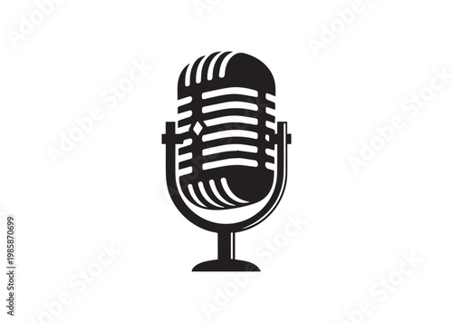 Retro Mic icon, Retro Mic Silhouette vector