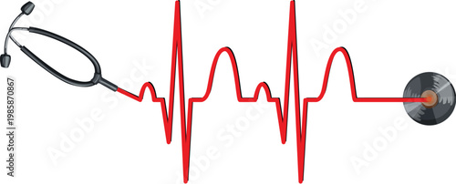 Red heart pulse line icons for medical diagnostic themes vector